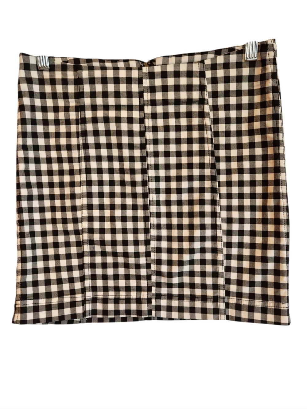 Free People Black/White Modern Femme Gingham Mini Skirt Size 4 Plaid Bodycon - Picture 3 of 9
